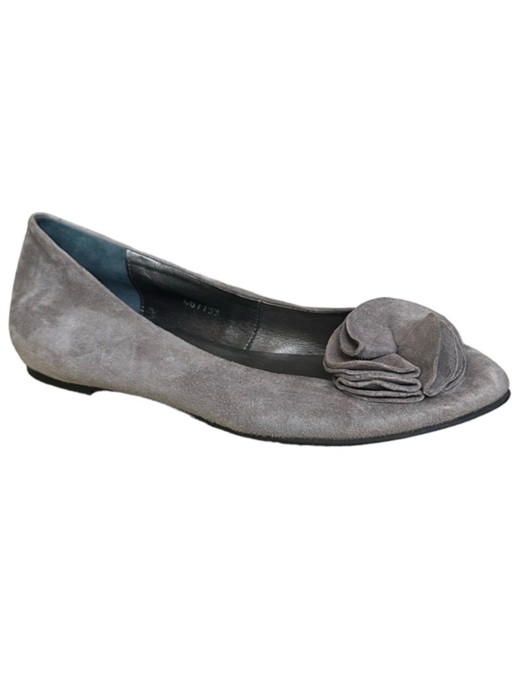 Bruno Premi gray suede ruffled flower ballerina flats EU 40 US 9